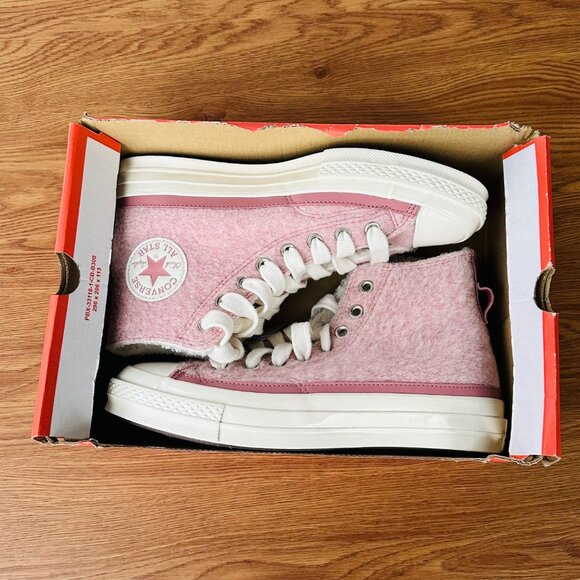 ❤️Converse Chuck 70 Hi Womens Shoes Sneakers 8.5 Pink Winter Faux Mohair A07943C - Picture 7 of 11